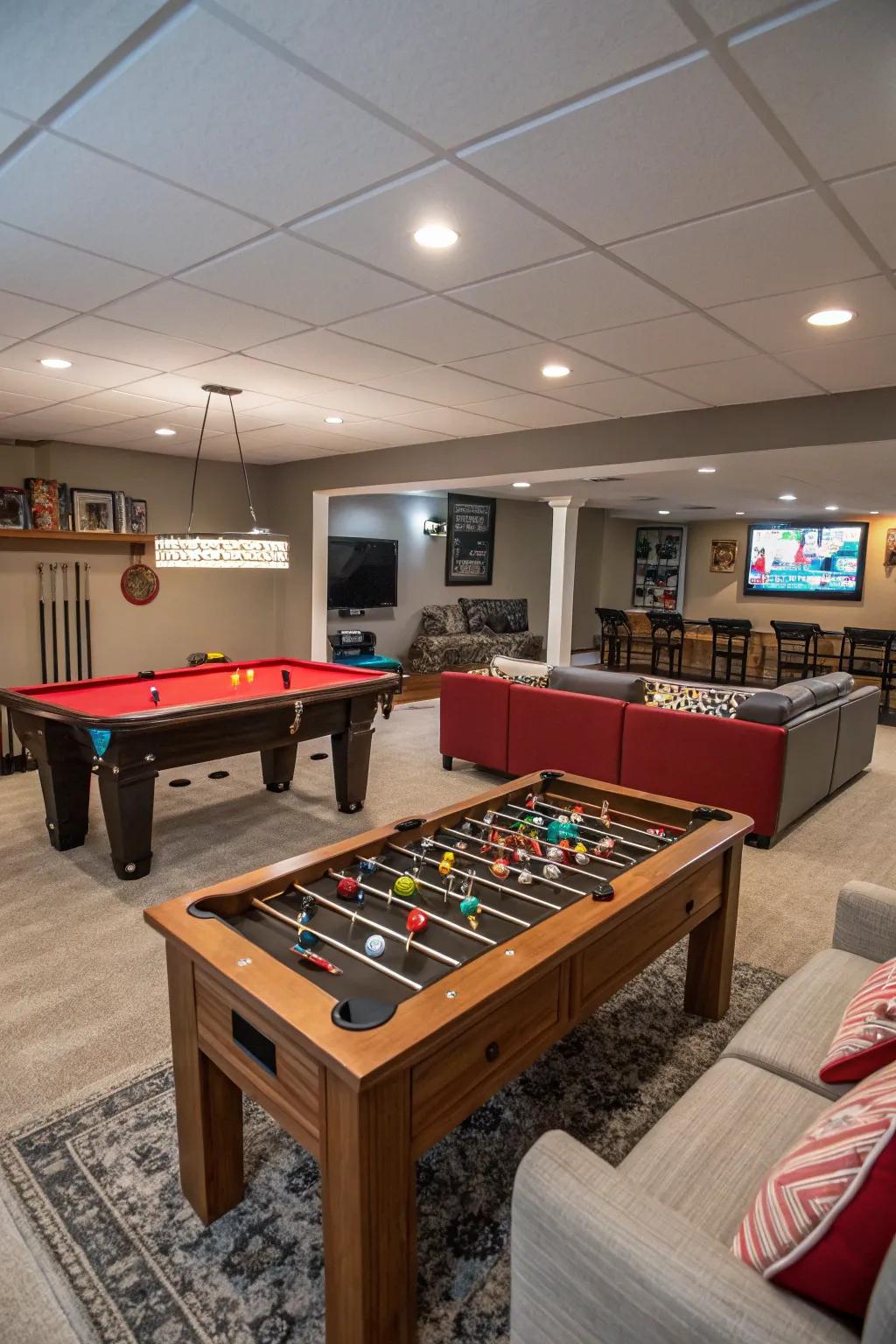 A functional arrangement keeps your game room structured and enjoyable.