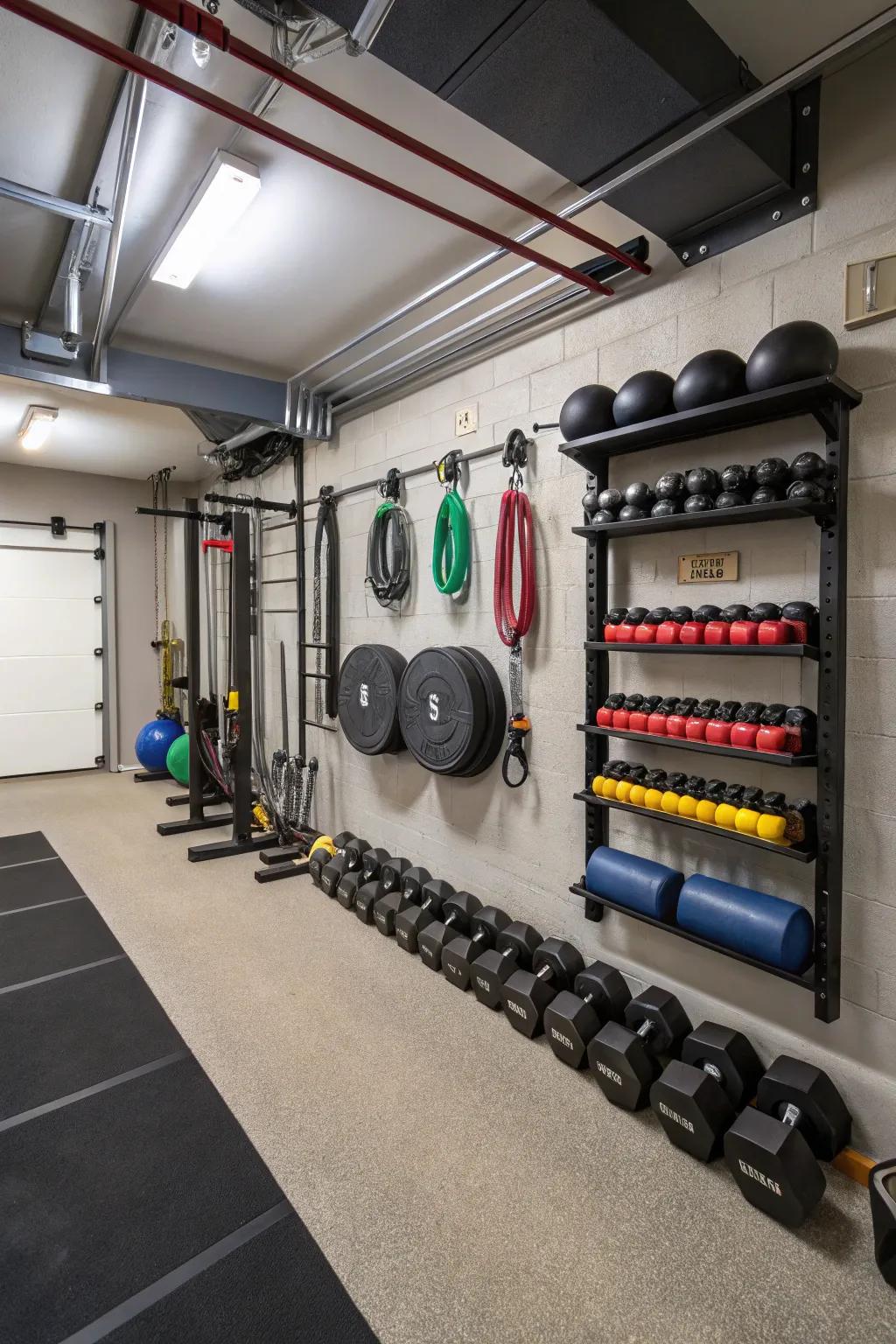 Smart storage keeps your gym arranged and clutter-free.