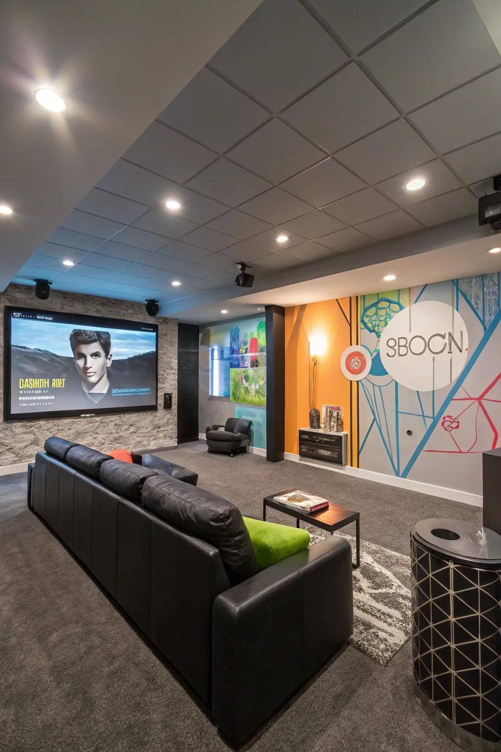 Interactive decor makes the media room both unique and engaging.