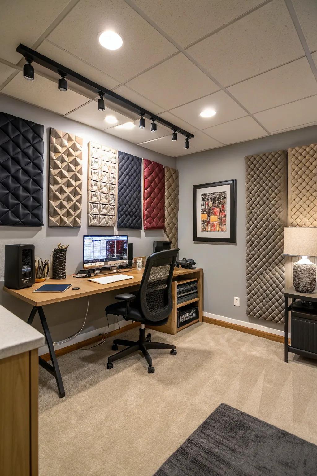 Acoustic panels improve sound quality and focus in your workspace.
