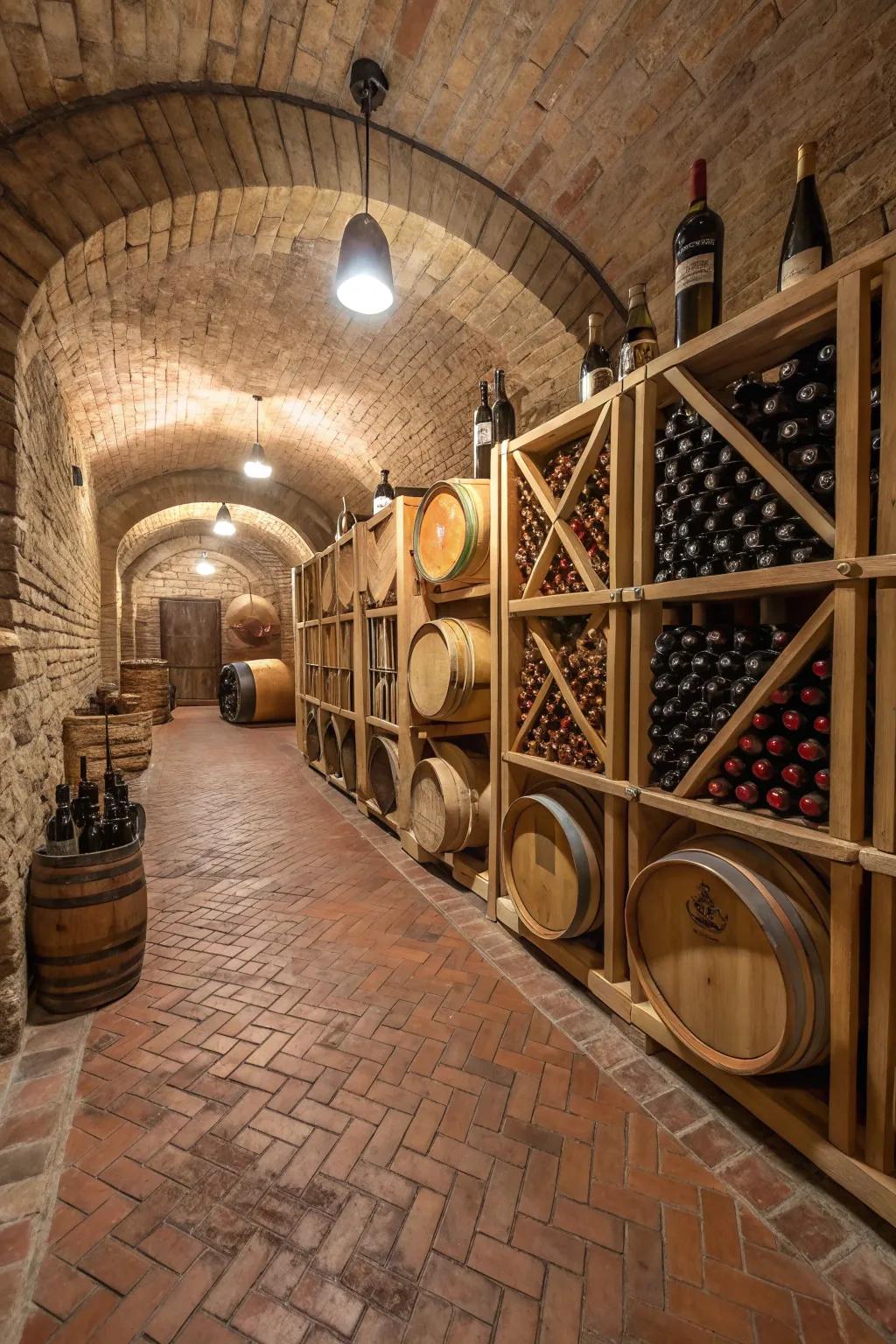 Brick flooring adds a durable and rustic touch.