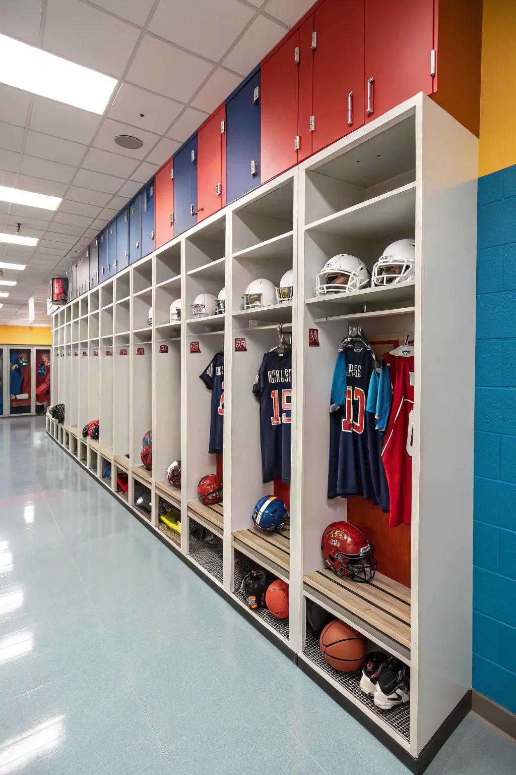 Locker-style storage imparts a sense of authenticity.