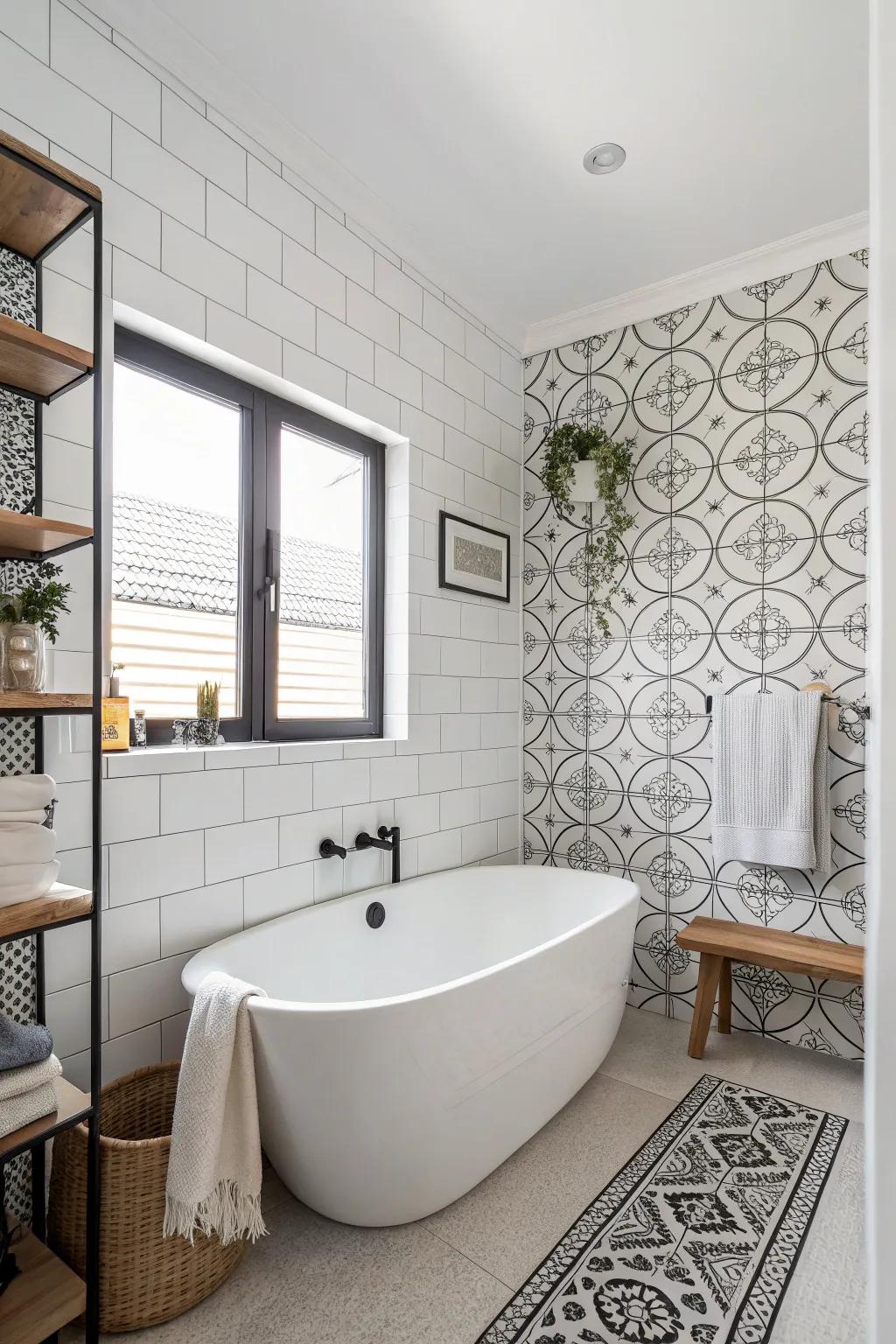 Achieve sleek minimalism using a monochrome tile design.