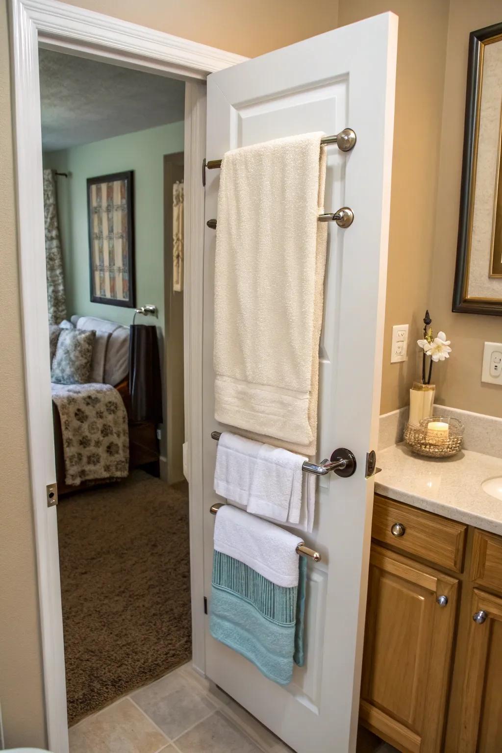 Over-the-door racks make excellent use of often overlooked space.