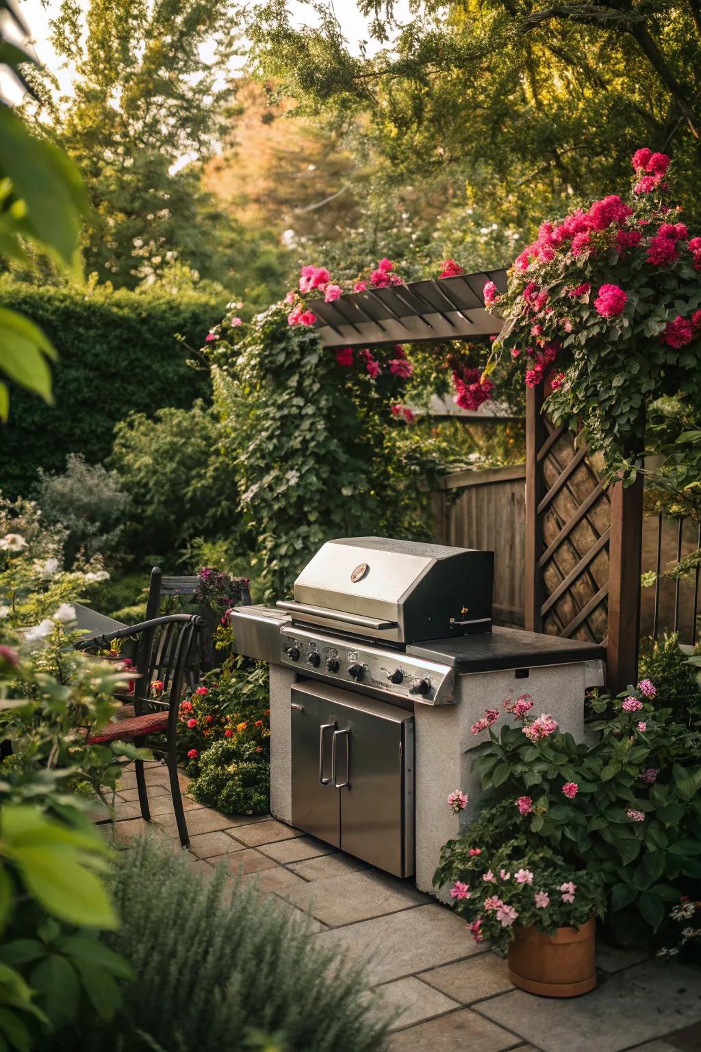 Garden-integrated cooker for a natural cooking space.