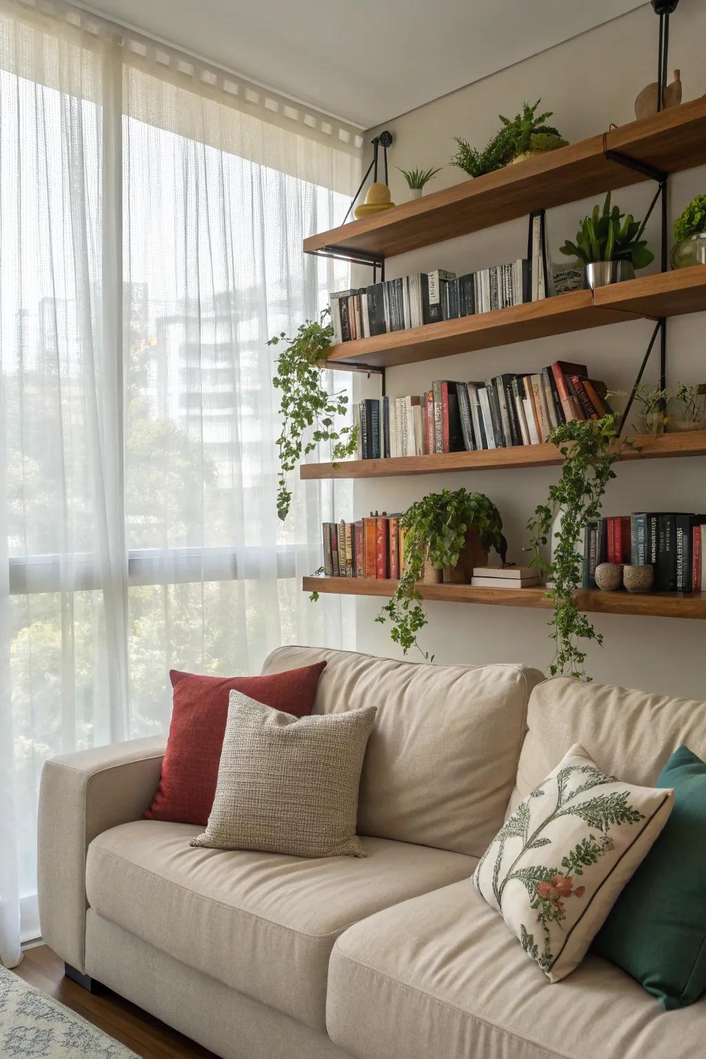 Unsupported ledges present a dapper and versatile display.