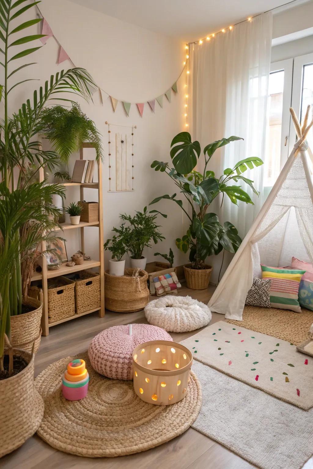 Introduce elements of nature indoors with plants.