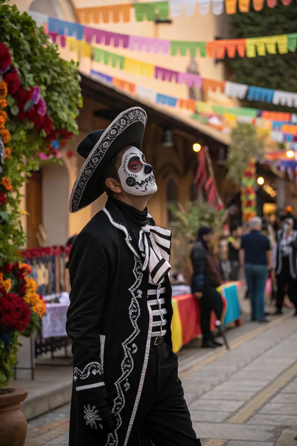 Blend tradition and style with a dapper Day of the Dead ensemble.
