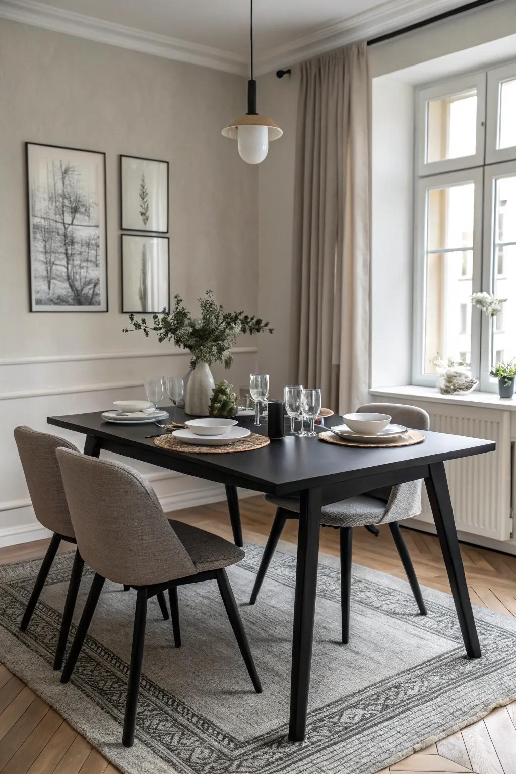 Nordic design offers a serene dining experience.