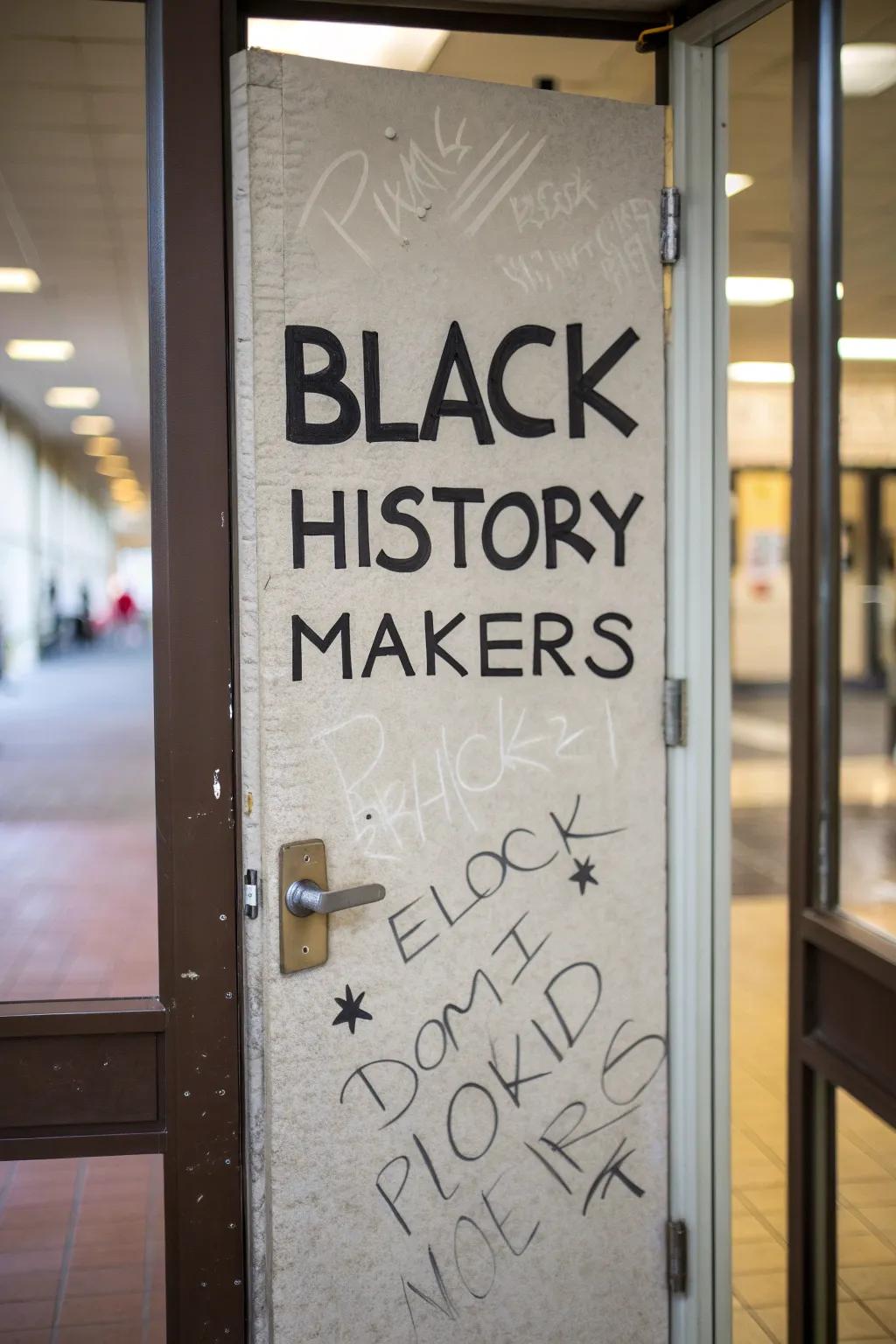 A door featuring sayings of change to encourage reflection and dialogue.