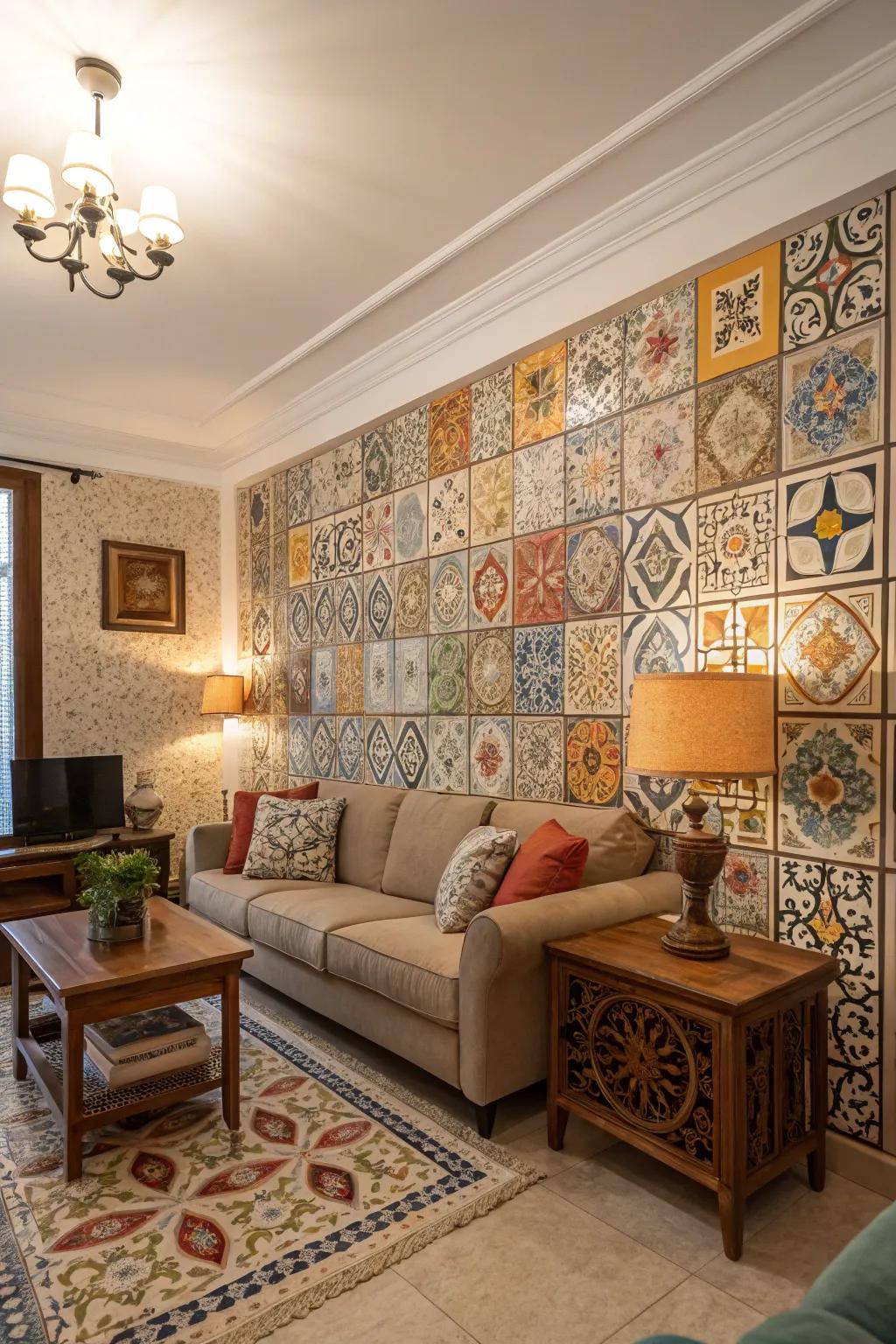 Make an impact with a tiled feature wall.
