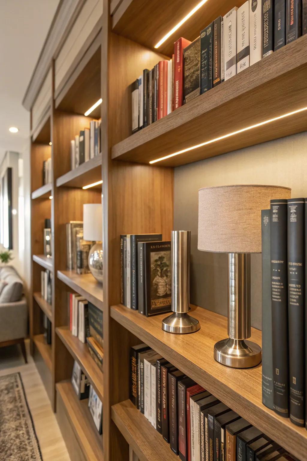 Bookends bring sparkle to a bookshelf.