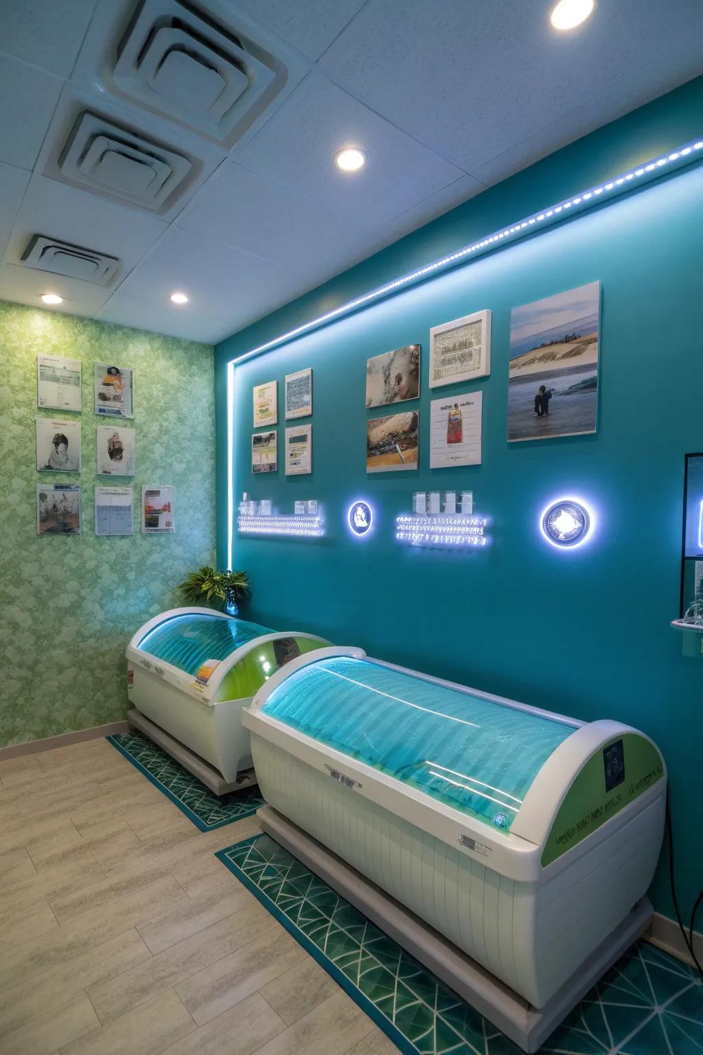 Hue effects amplify the room's mood and energy.