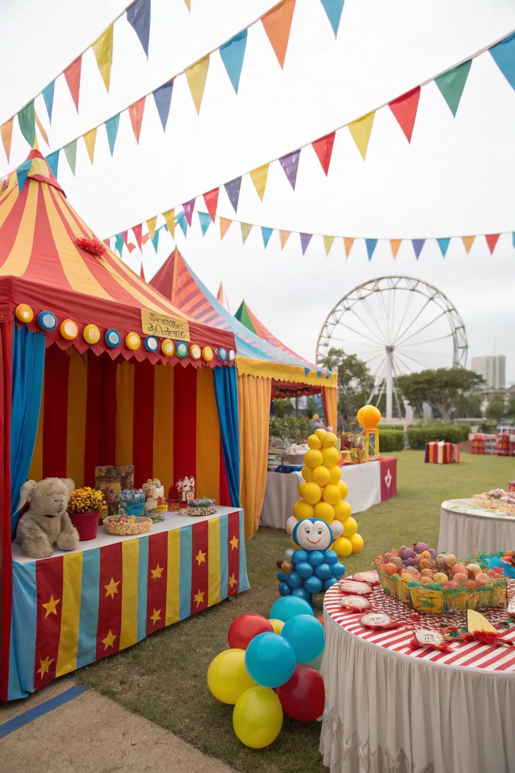 A circus-themed baby shower filled with amusement and vibrant items