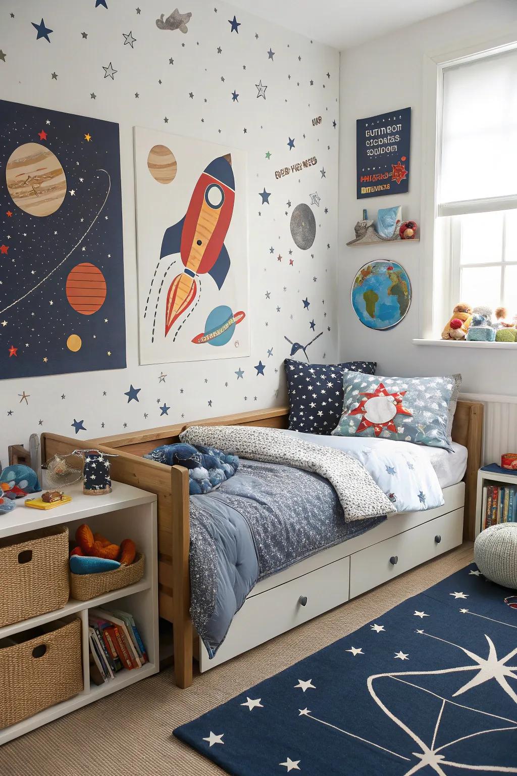 Awaken cosmic dreams through a space explorer's daybed formation.