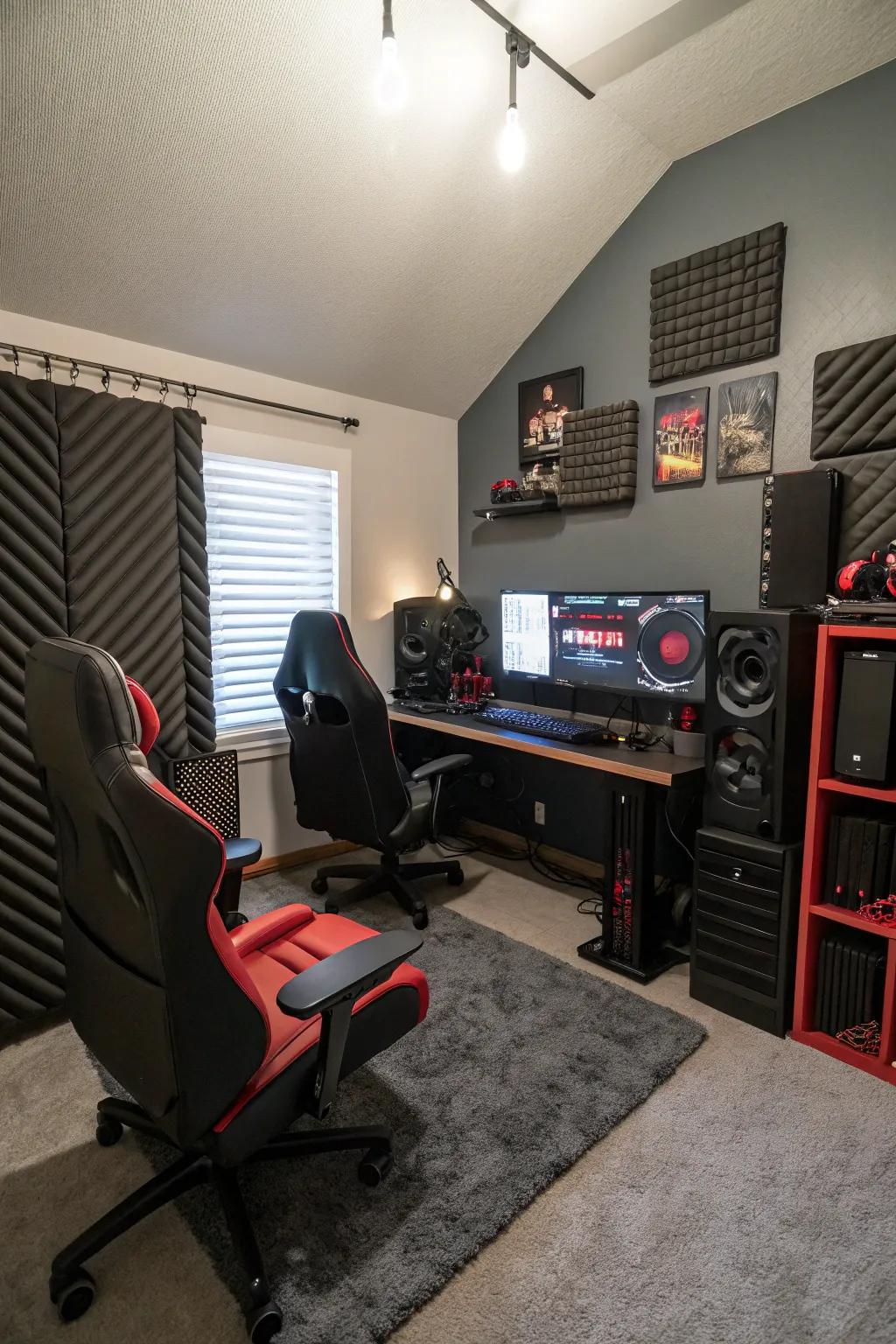 Acoustic elements guarantee an intense gaming session.