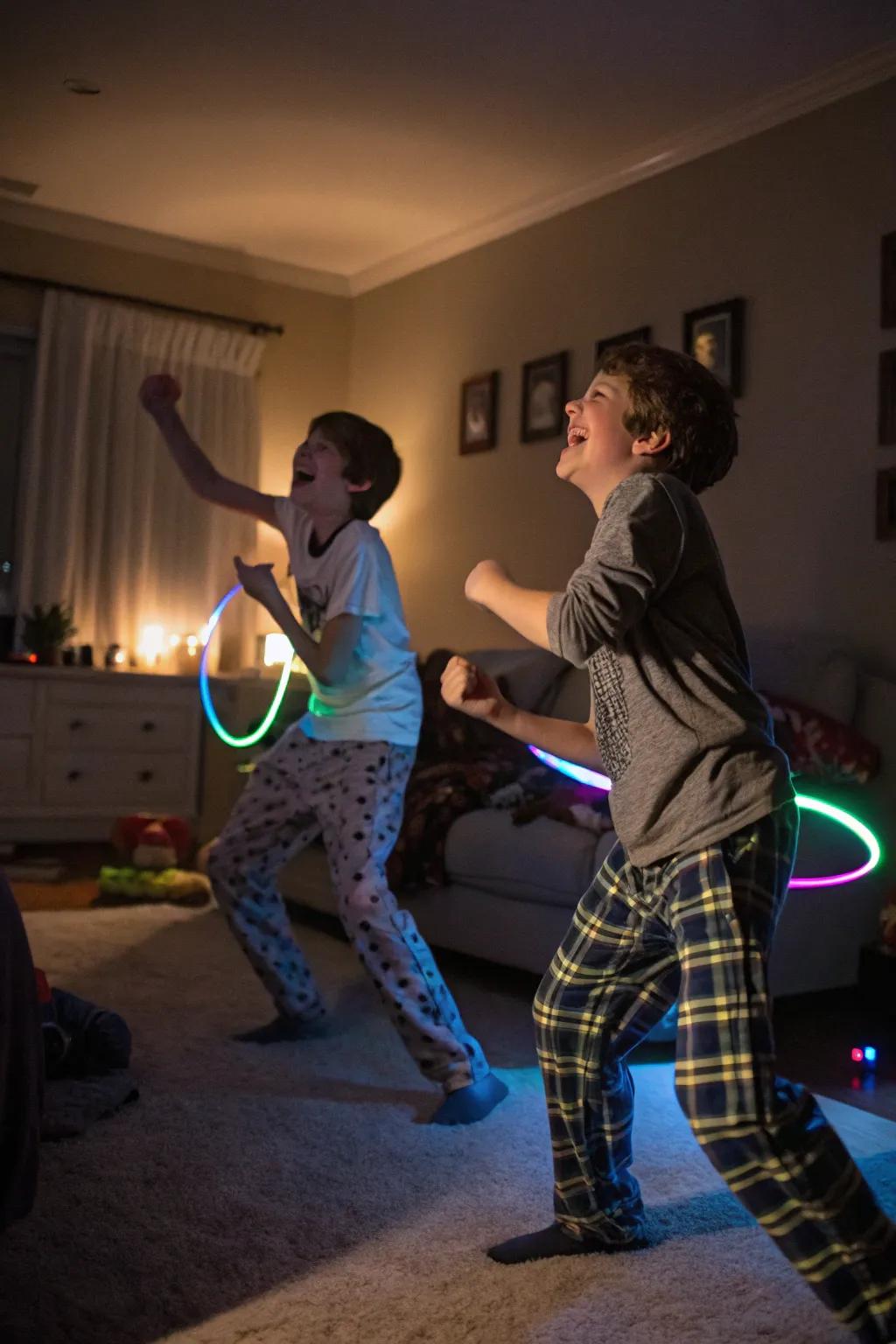 A luminous stick dance celebration is an entertaining and vigorous activity.