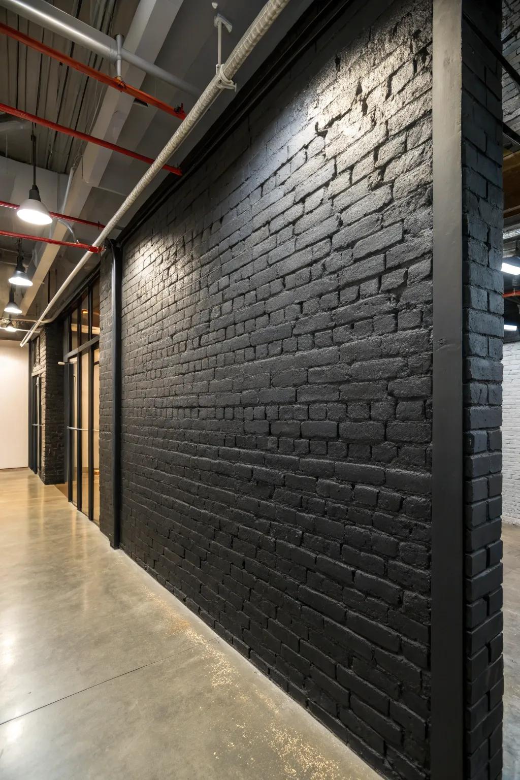 Elevate your area with the audacious sophistication of industrial black brickwork.