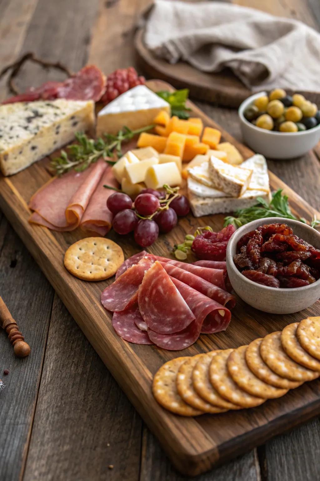 A weathered timber board provides an authentic display.