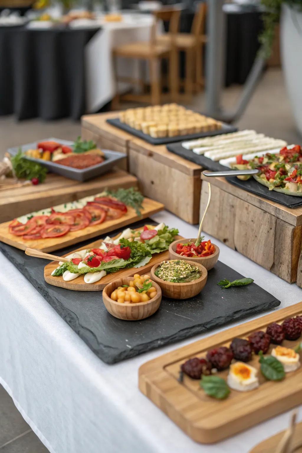 Unconventional serving ware adds a unique twist to your buffet.