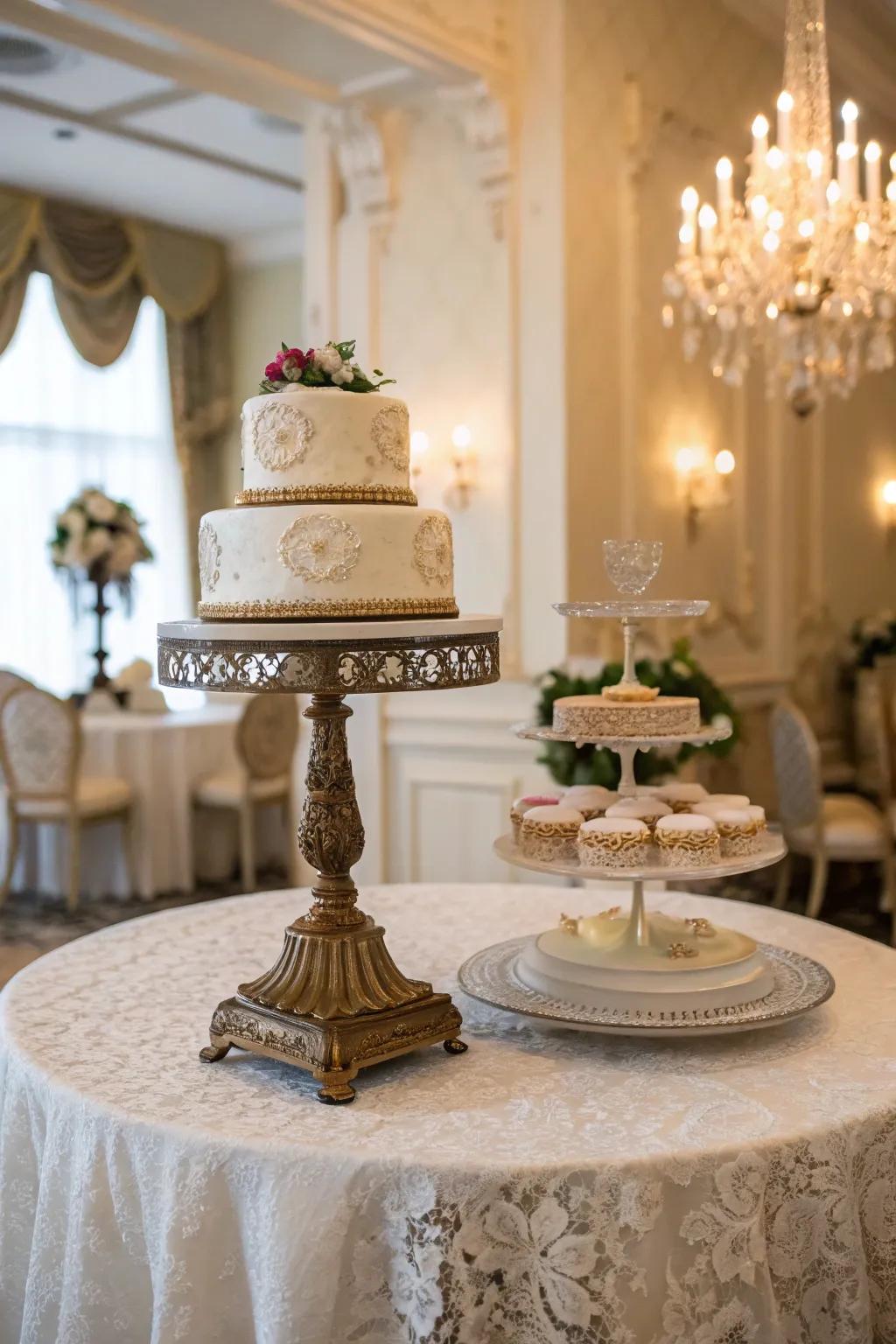 Vintage cake stands lend timeless elegance to any decor.