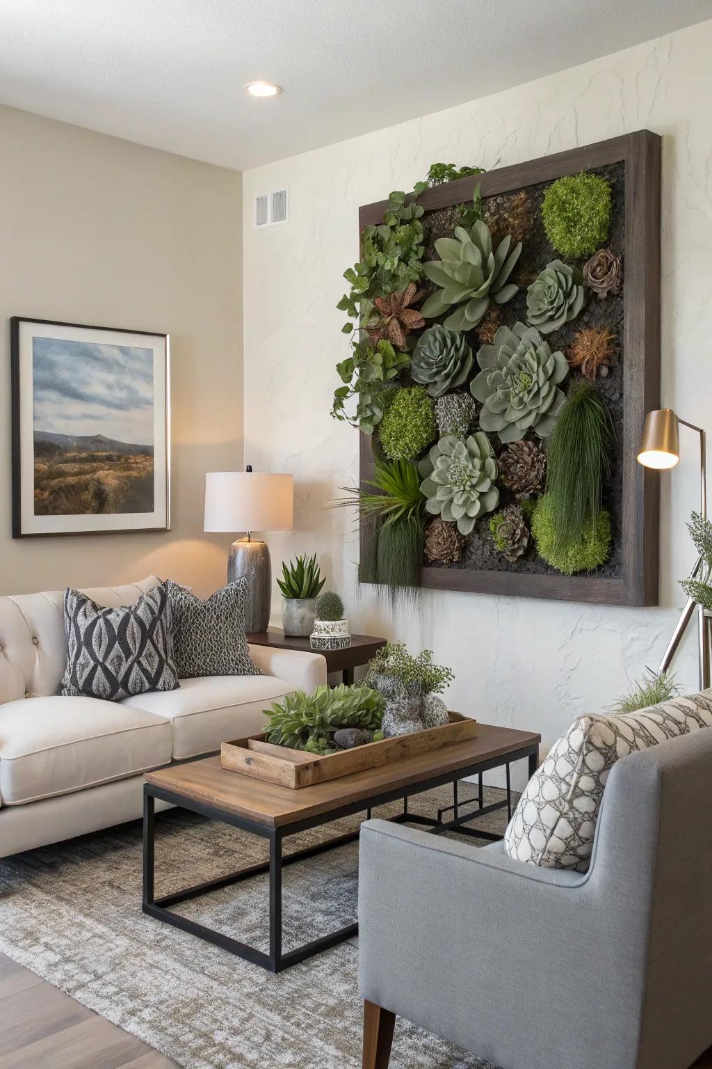 Succulent art appends a rejuvenating and natural element to your design.
