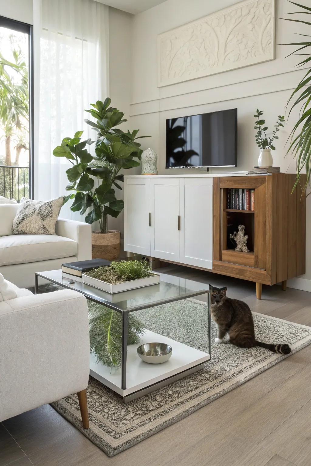 Artistic solutions for concealing litter apparatus.