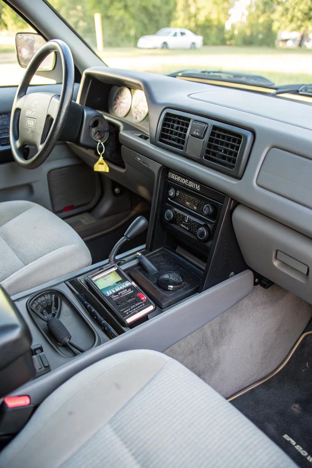 A concealed glove compartment setup providing a tidy look.