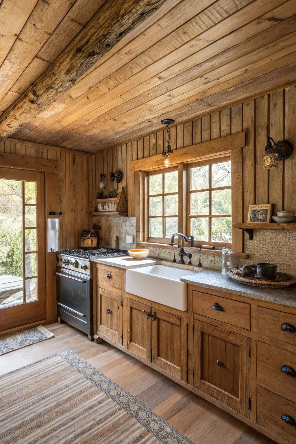 Add rustic charm with the textured appeal of slap brush ceilings.