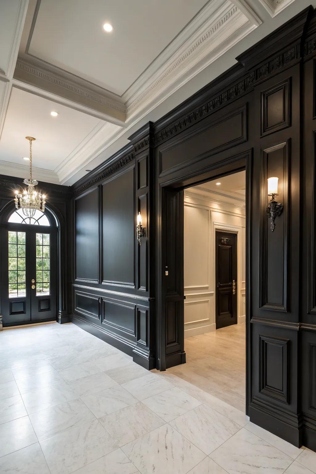 Bold black molding for dramatic flair.