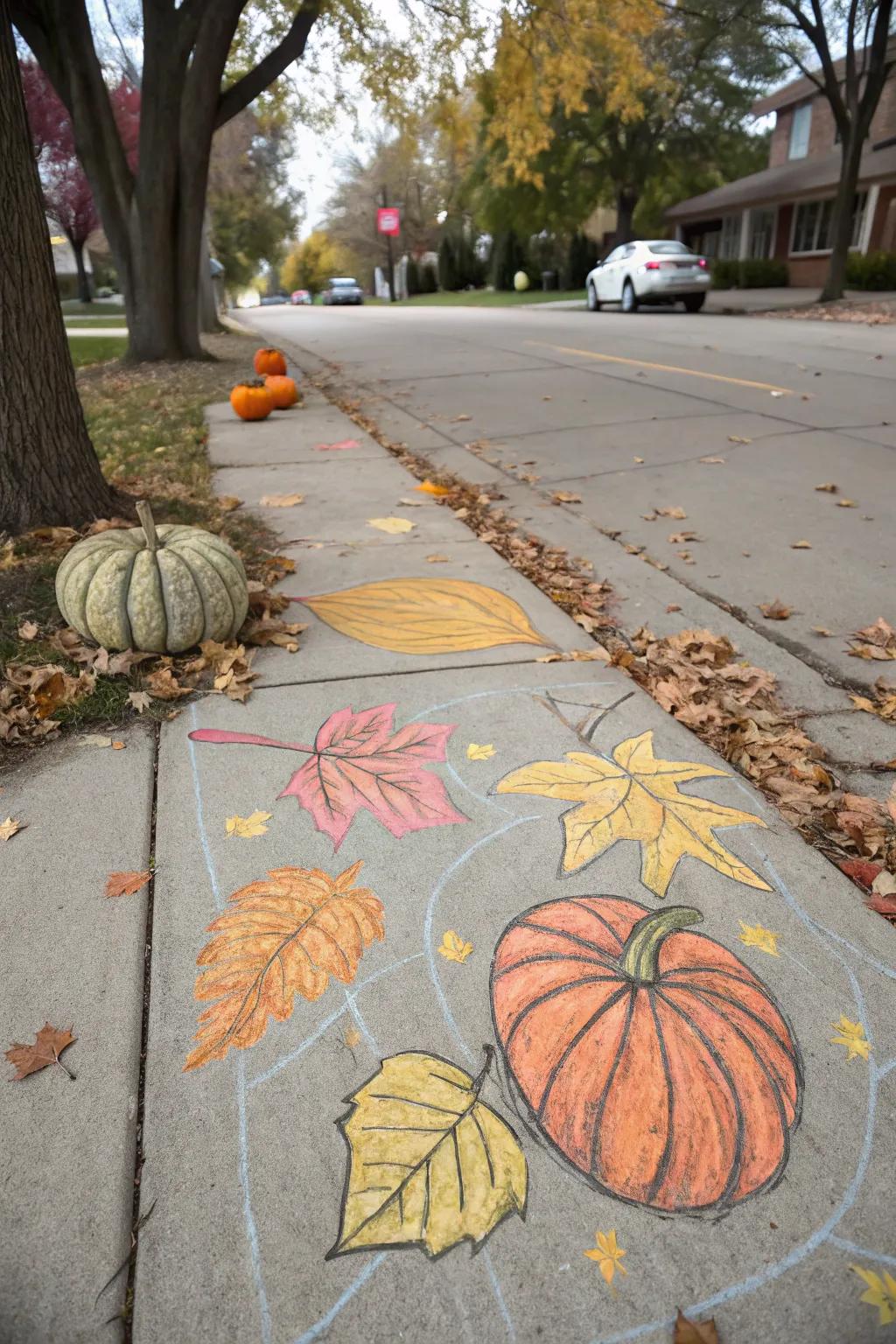 A festive fall-themed chalk art celebrating the season.