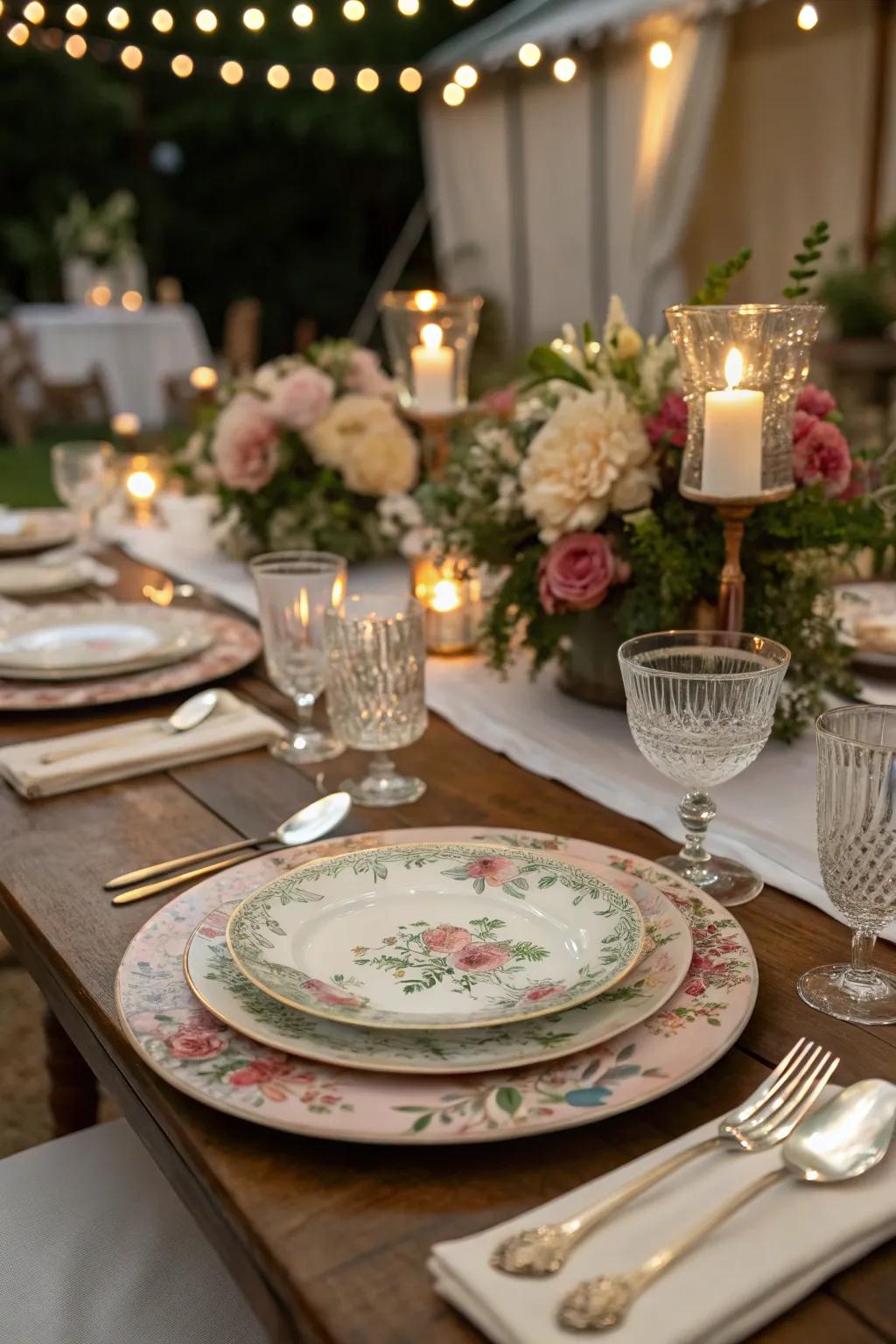 Vintage-inspired chargers bring a nostalgic elegance to your table.