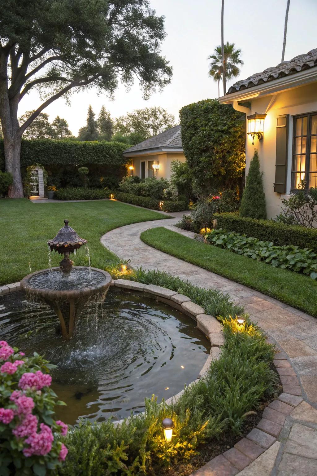 A water element appends a soothing, refined brushstroke to your yard.