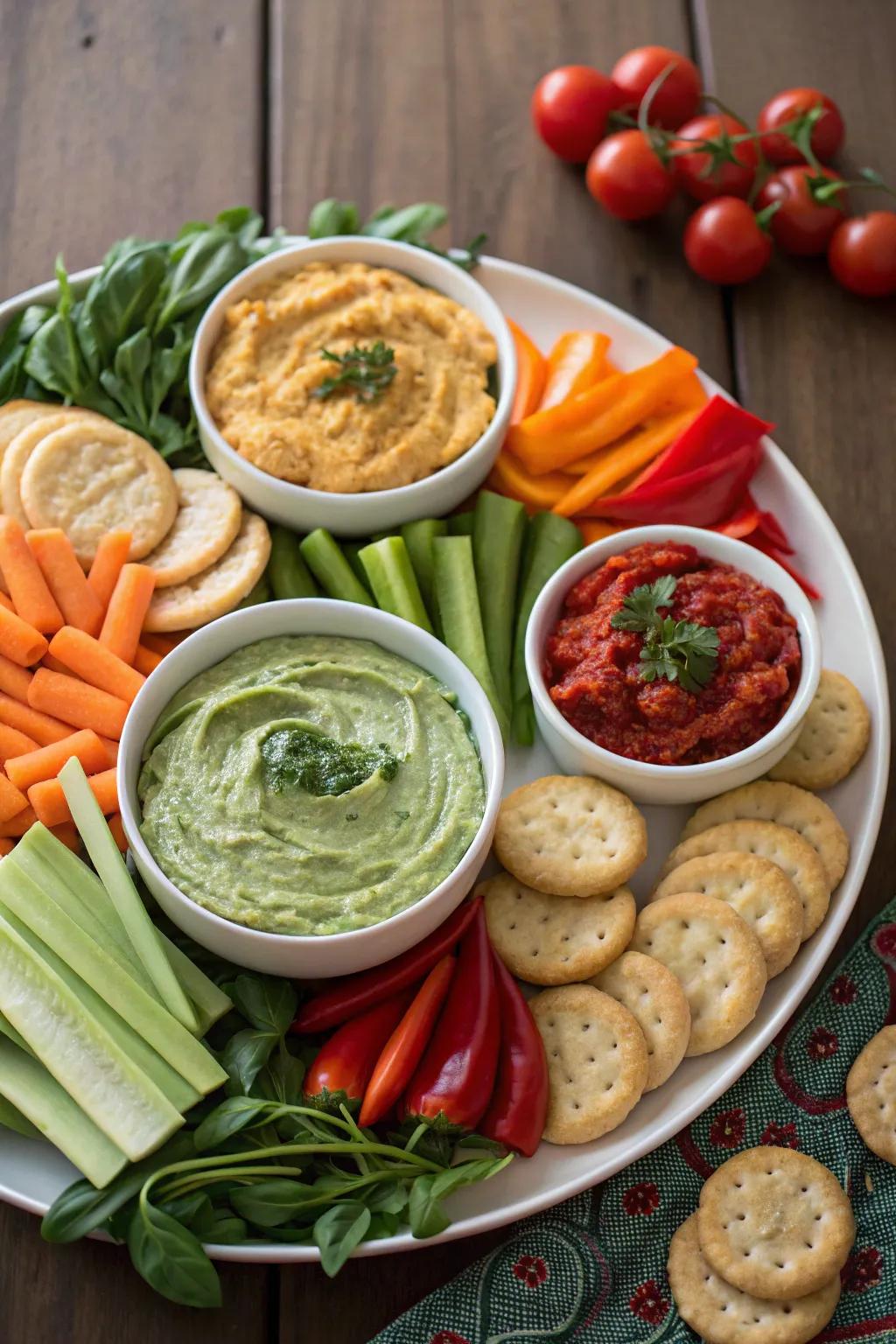 Trio of festive dips and spreads.