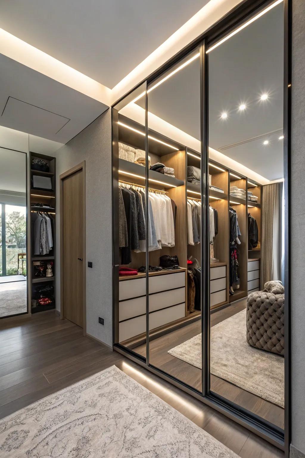 Mirrors amplify light to enhance brightness and expand the feel of your closet.