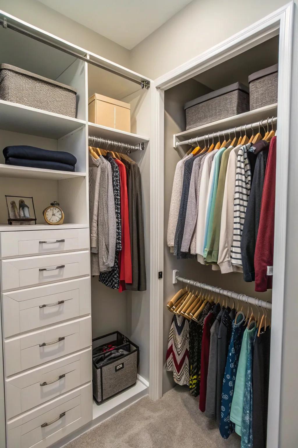 Extendable hangers offer flexible solutions for compact closet spaces.