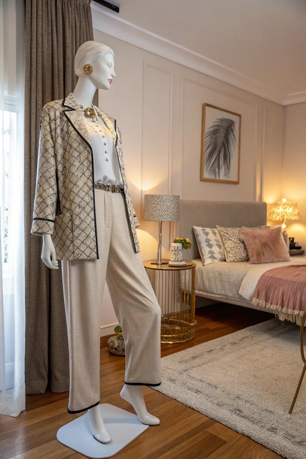 Figures transform outfit planning into an artistic display.