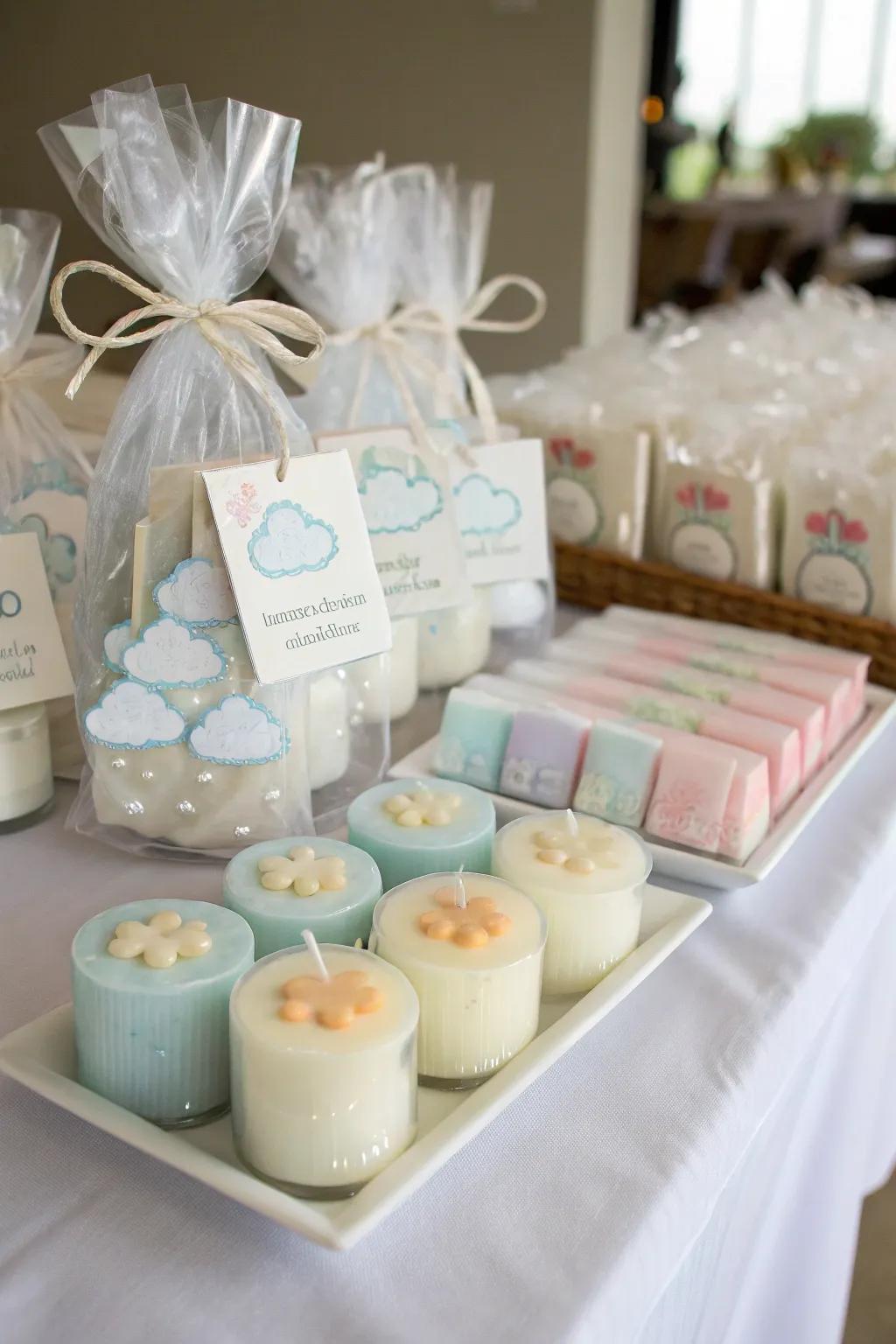 Sky-themed favors offer a memorable keepsake for guests to take home.
