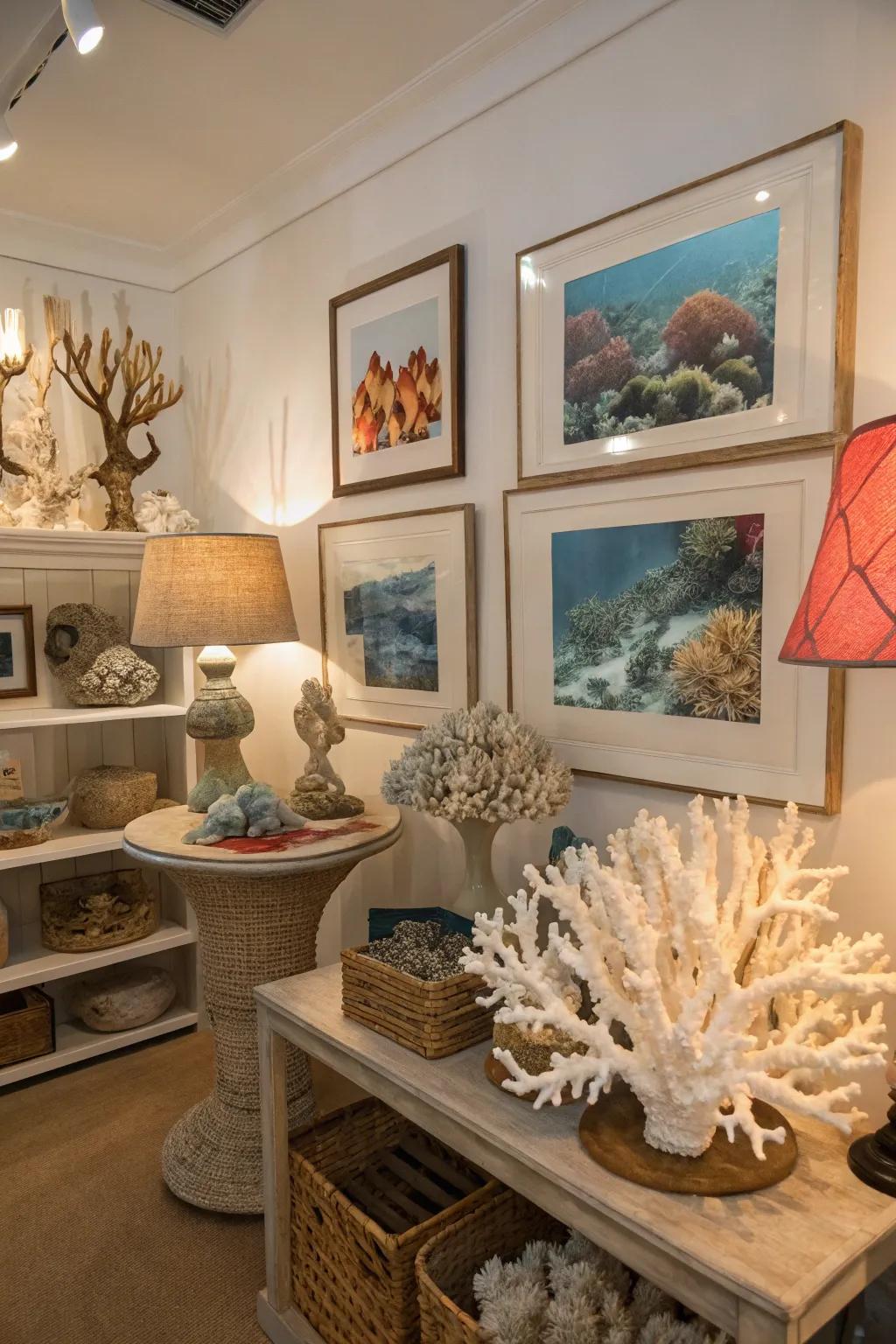 Reef decor adding elegance and playfulness to the space.
