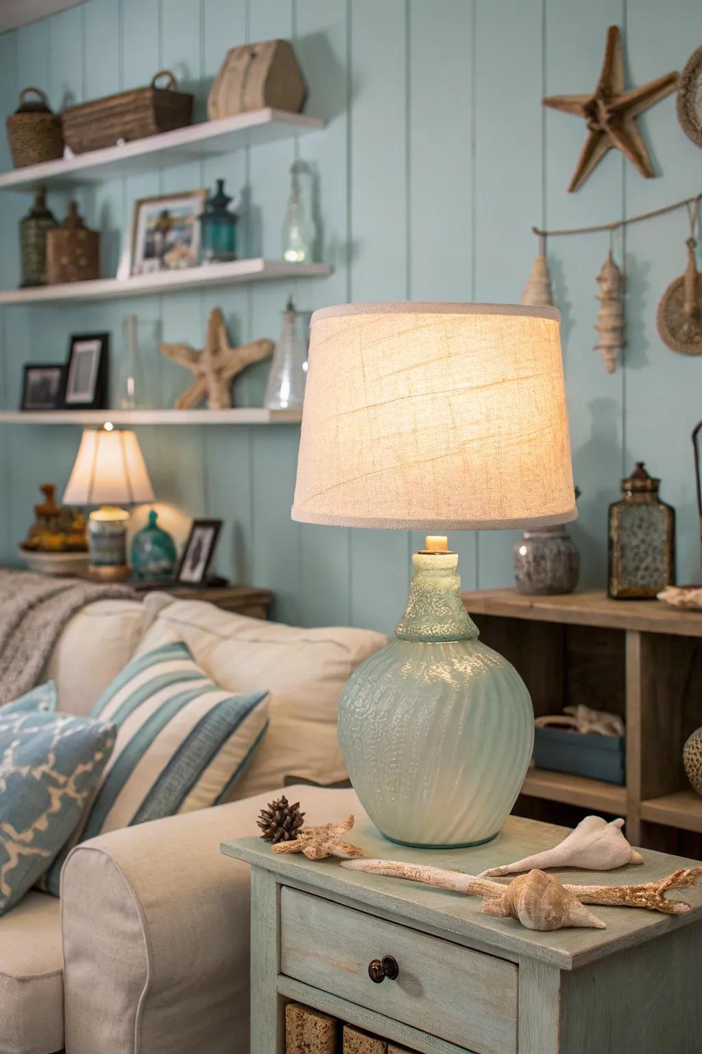 Sea-tinted glass lighting injects hue and nostalgia into your decor.