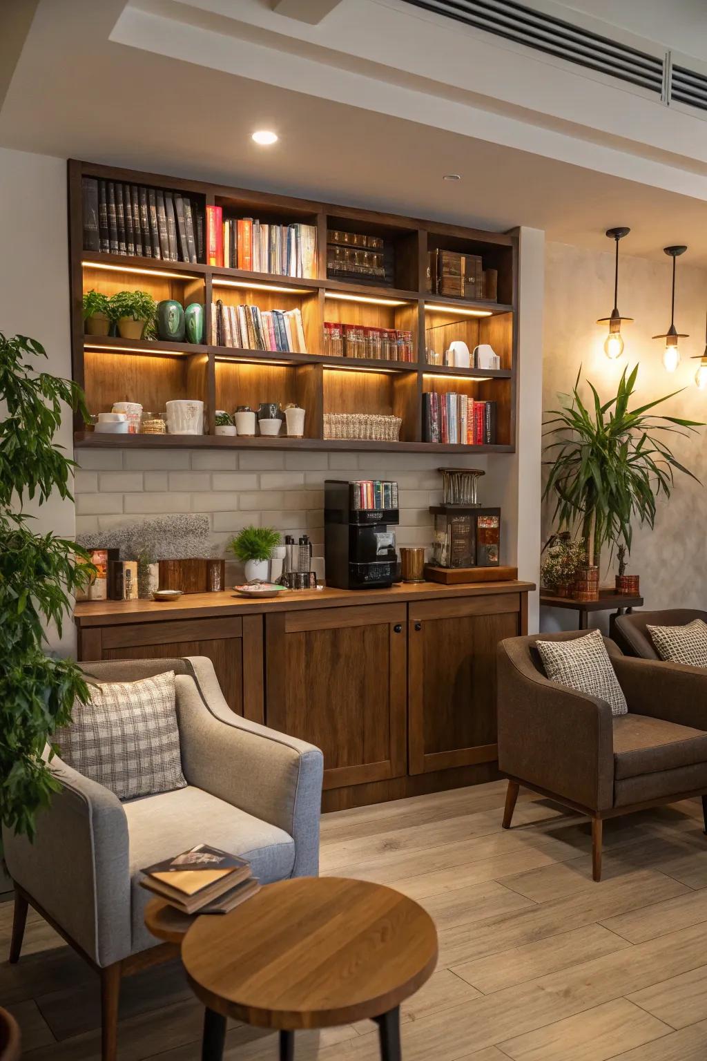 A cozy spot makes a perfect coffee corner.