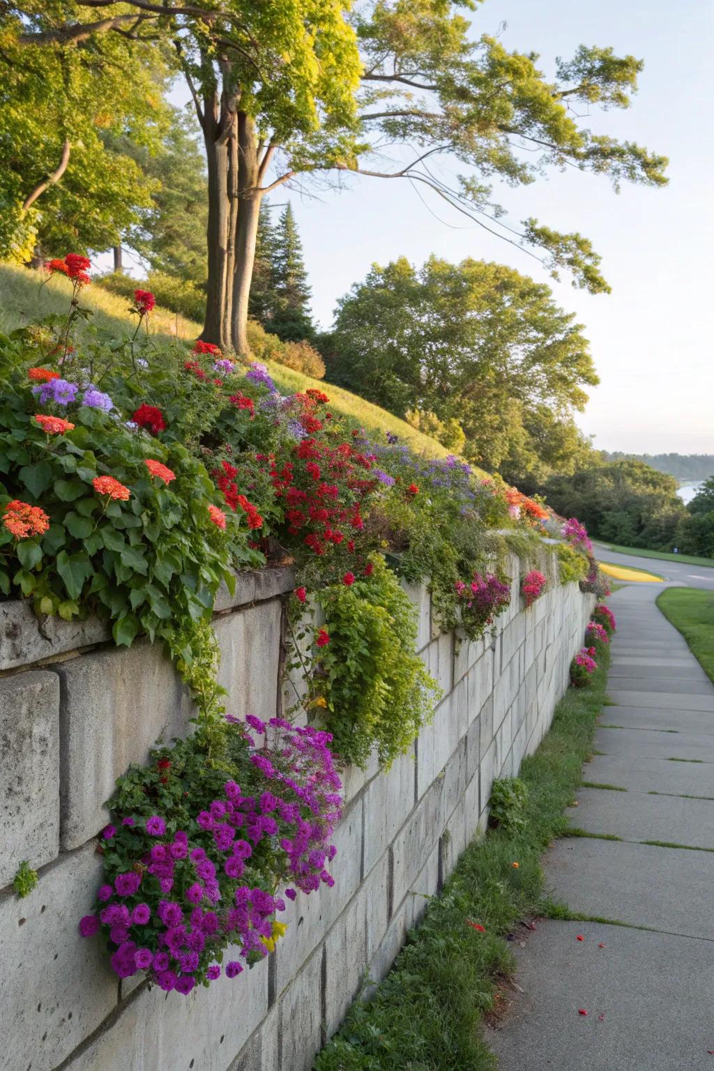 Vibrant florals inject innate loveliness to retaining structures.
