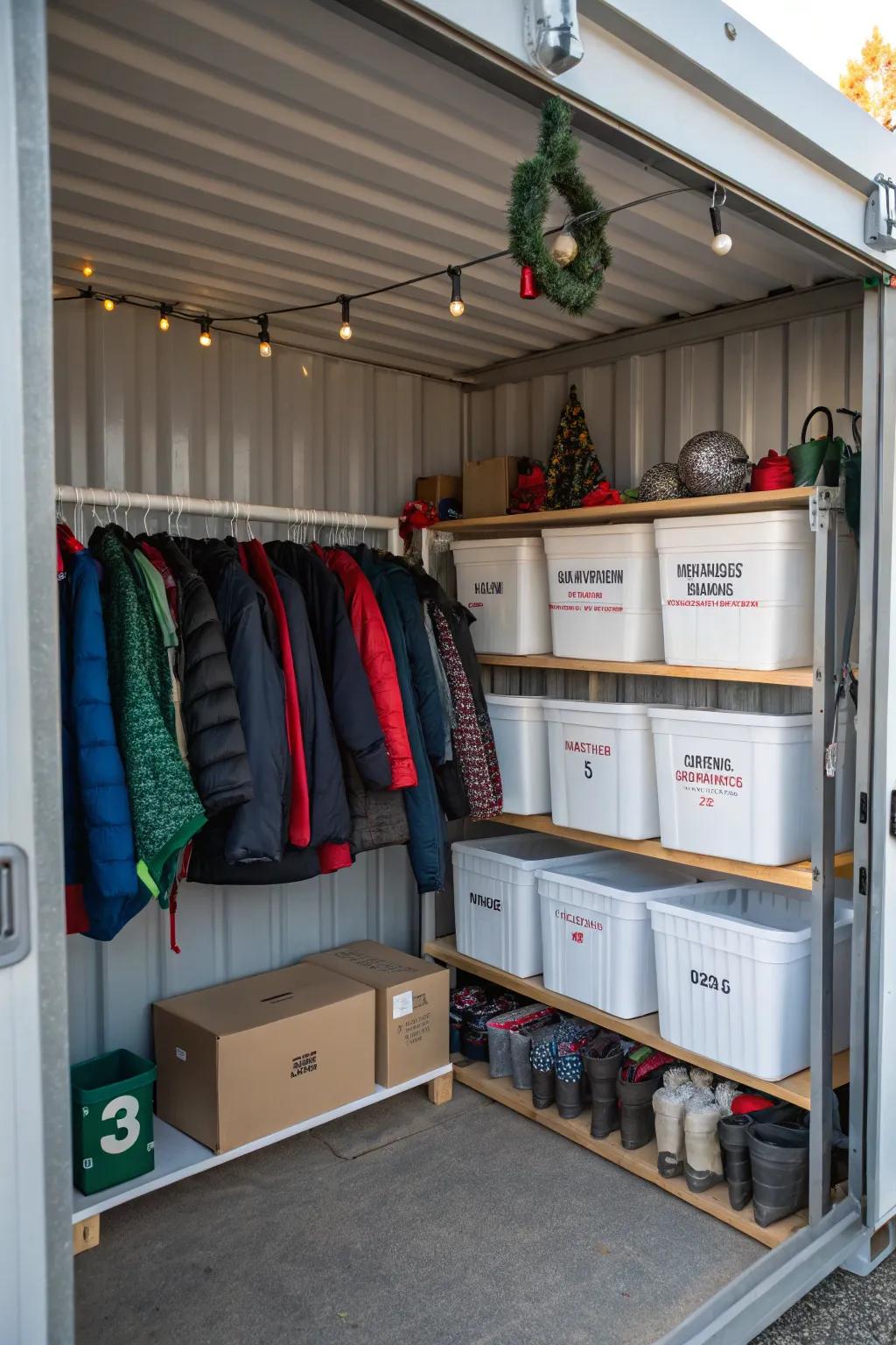 Effectively manage household clutter using a shipping container for seasonal storage.