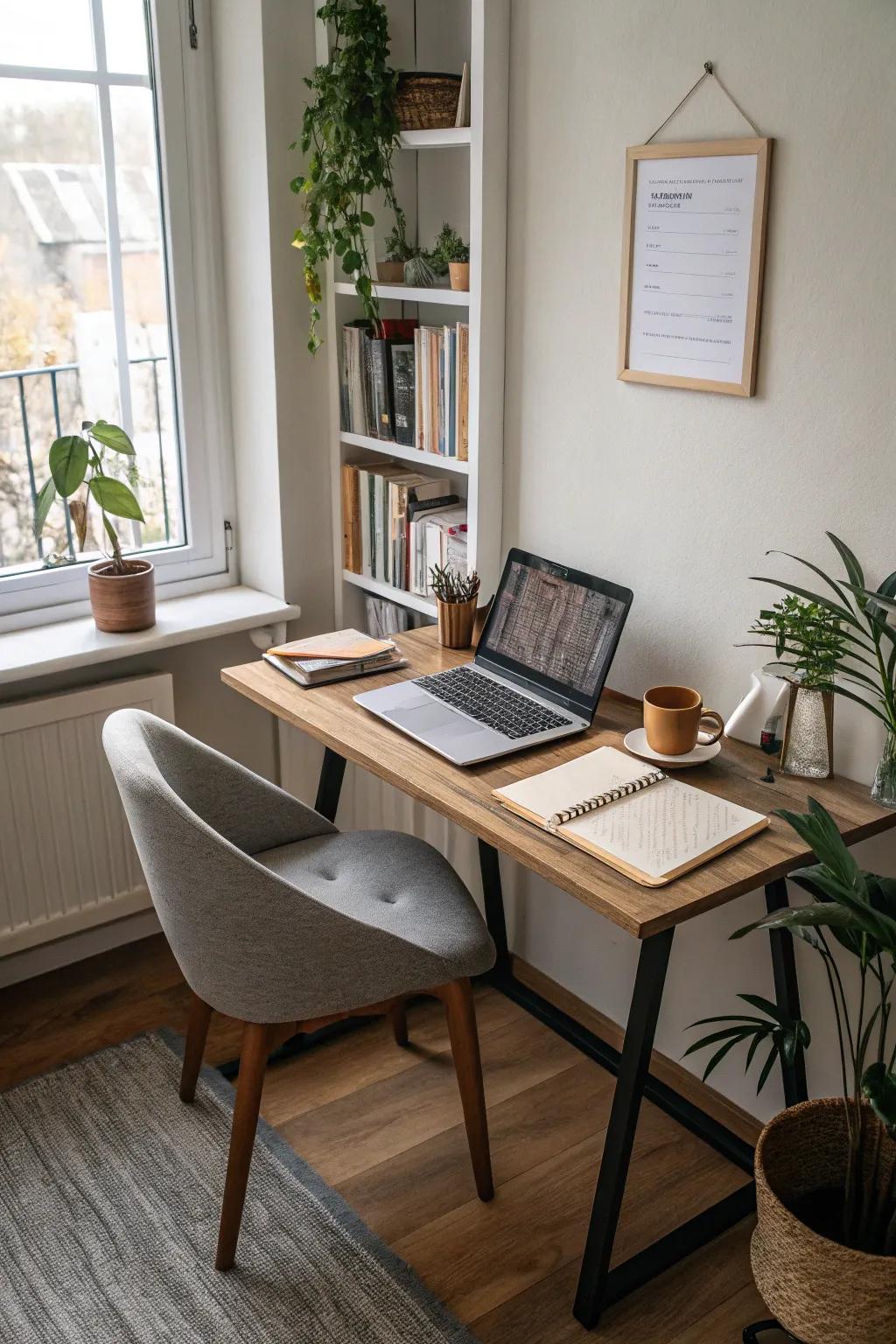 Establish a practical workspace with a corner desk.