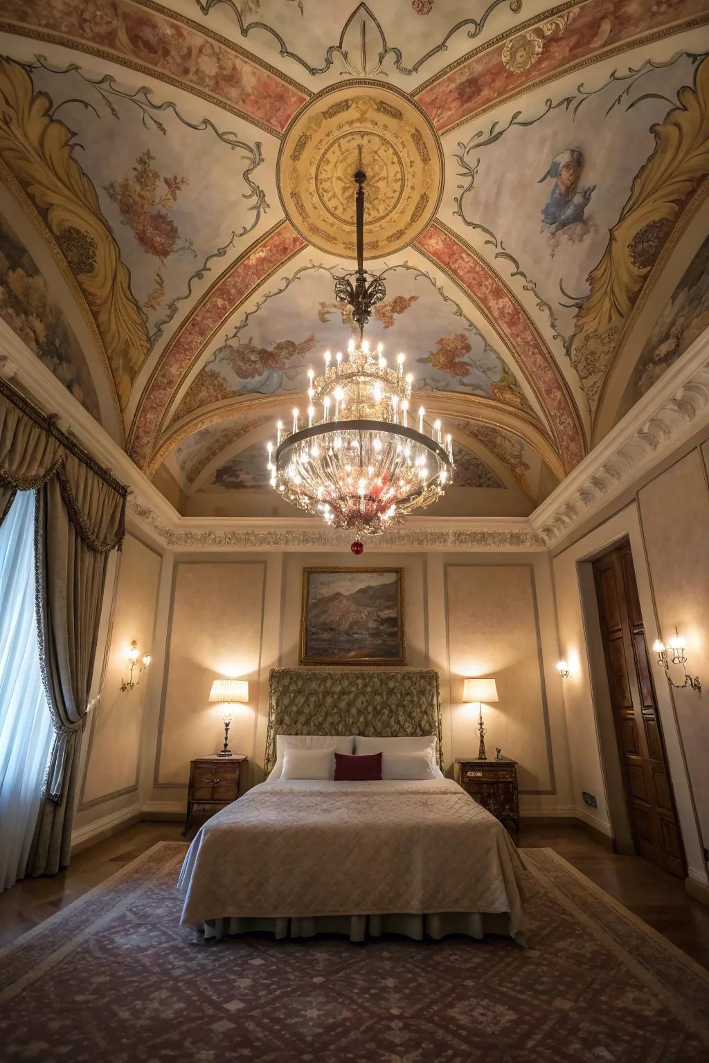 A tinted overhead adds depth and sophistication to the bedroom.