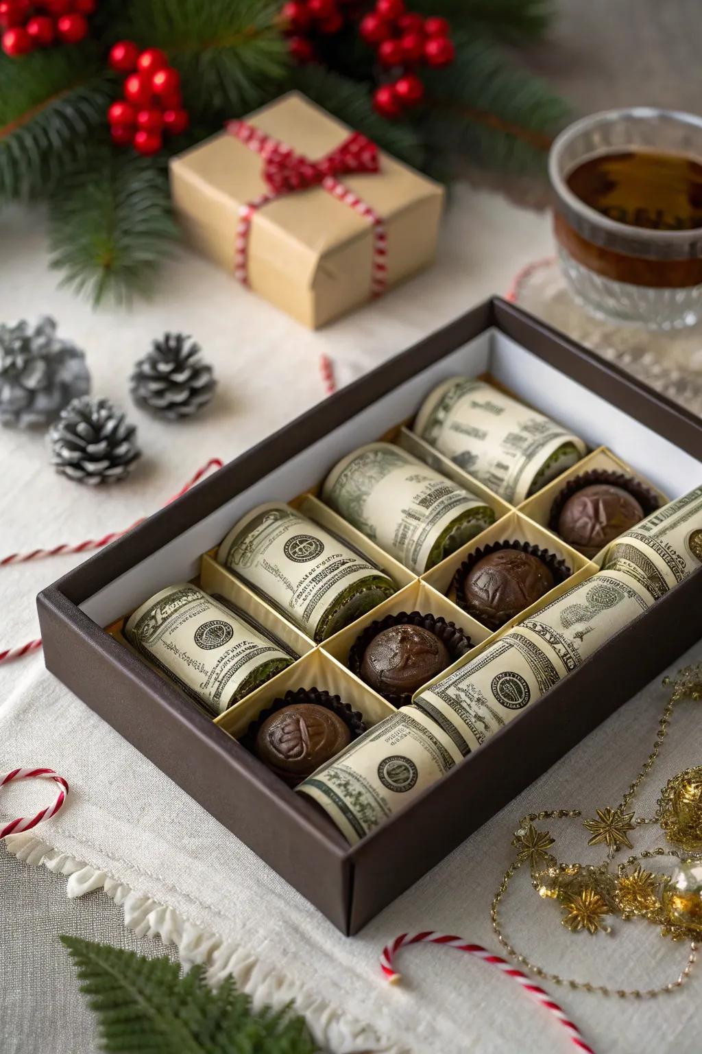 A casing of cacao containing a currency surprise inside.
