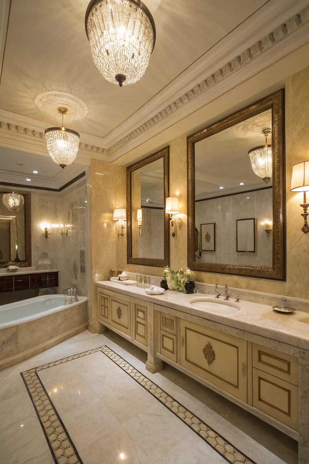 Elegant lighting elevates the allure of crema marfil.