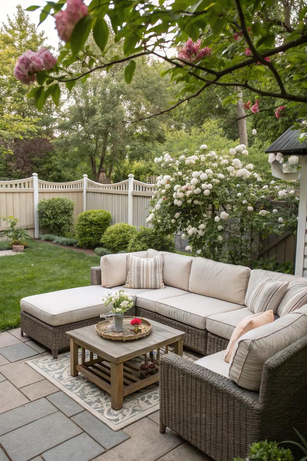 Tailored outdoor set amplifying the beauty and coziness of the backyard