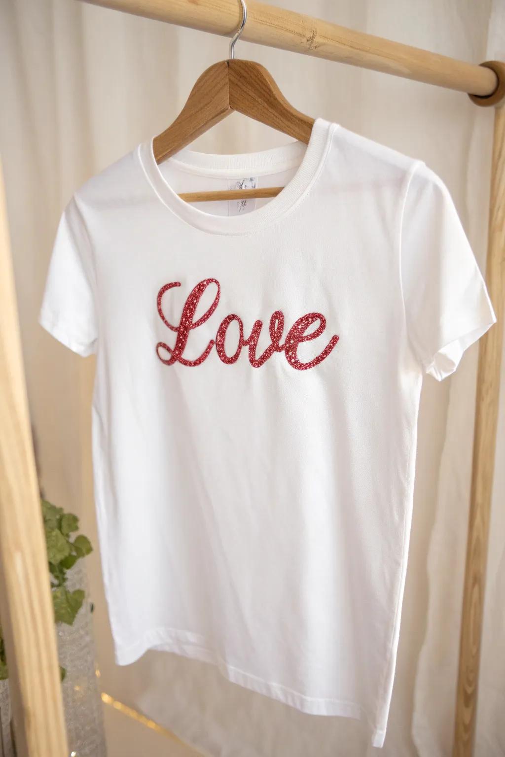 Radiate with simplicity in this dazzling glitter affection tee.