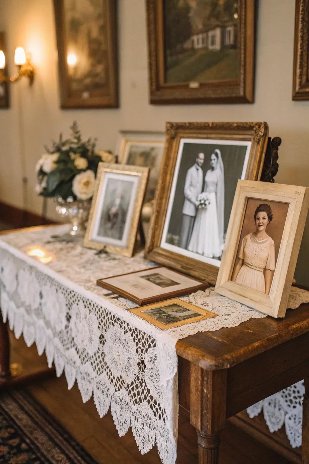 A timeless snapshot showing honoring family wedding history.